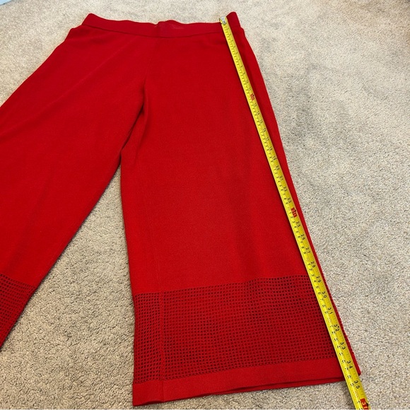 Joseph Ribkoff Red Sweater Knit Culotte crop pants with Pointelle Detail L NWOT - Picture 10 of 14